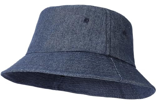 AYPOW XX-Large Bucket Hat Unisex, Big Vintage Washed Denim Cotton Outdoor Sun Hat, Oversized Foldable Breathable Fishing Hats for Outdoor Hiking Travel Men Women, Plain Colours Size 54-64cm