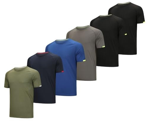 Bsrpolry 6pack Man Sports T Shirt Short Sleeve Crew Neck Gym Running Breathable Athletic Shirts Short Sleeve Sport Tops Black Black Grey Blue Navy Green 3XL