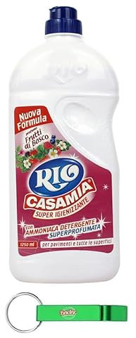 3x Rio Casa Mia - Super Igiene Detergente per Pavimenti e Superfici Dure - Profumo Frutti di Bosco - 1250ml + Portachiavi Beni Culinari in Omaggio