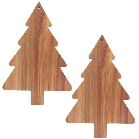 SHOWERORO 2pezzi Vassoio Legno Forma di Albero di Natale Tagliere Decorativo per Snack Sushi e Antipasti per FESTIVITÀ e Occasioni Speciali