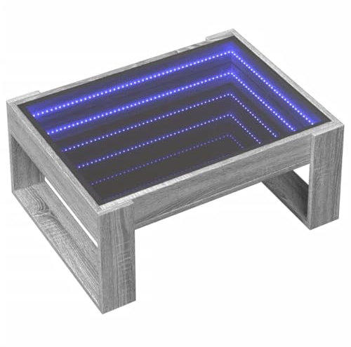 vidaXL Table Basse avec LED Infini Sonoma Gris 70x53x30 cm, Table d'appoint, Table de Salon, Table latérale, Bout de canapé, Table Centrale