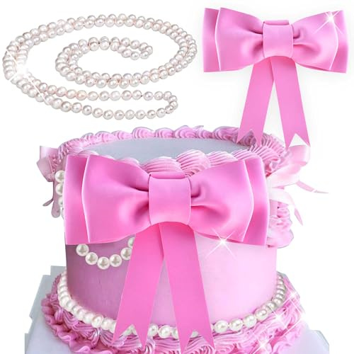 Rosa Prinzessin Tortendeko Rosa Bow Schleife Geburtstagsdeko | Deko Rosa Prinzessin Tortendeko - Pink Bow Schleife Geburtstagsdeko