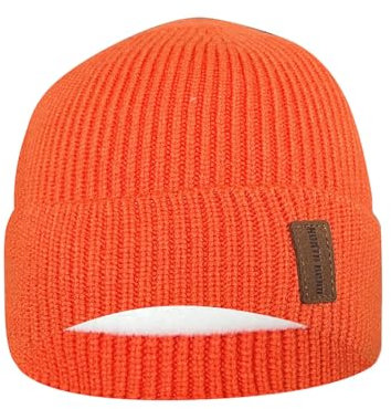 North Bund Winter Beanie Mütze Herren Damen Strickmütze Unisex Dickes Warmfutter Wintermütze Dehnbarer weicher Innerline Hut Orange