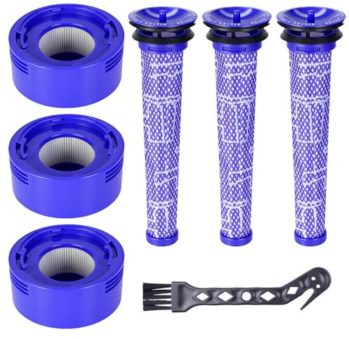 Dyson V8 Filtro de repuesto – 3 piezas de filtro HEPA postmotor & 3 prefiltros para Dyson V8, V7, Absolute, Motorhead, Animal, aspiradora, accesorios, repuestos para Dyson V8 – Sustituye #965661-01 y