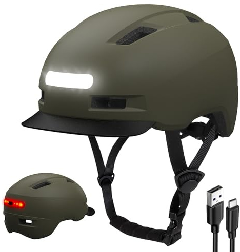 KINGLEAD Casque de vélo,Lumière Avant et arrière (LED) 5 Modes d'éclairage pour Hommes et Femmes Casque de vélo léger pour Le Cyclisme Trekking