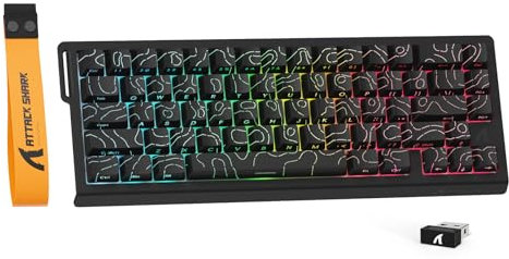MAMBASNAKE X ATTACK SHARK X68PRO HE 65% Rapid Trigger Wireless Gaming Keyboard,BT/2.4Ghz/Wired,0.01mm RT Accuracy Magnetic Switch,8000Hz,Adjustable Actuation,5000mAh,RGB,for PC/Mac-Black Contours