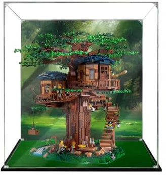 Vetrina in acrilico per Lego 21318 Tree House, antipolvere, trasparente, vetrina da collezione (modello non incluso) (sfondo verde)