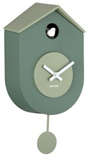 Karlsson Grato Cuckoo Wall Clock with Swinging Pendulum (Jungle Green & Grayed Jade)