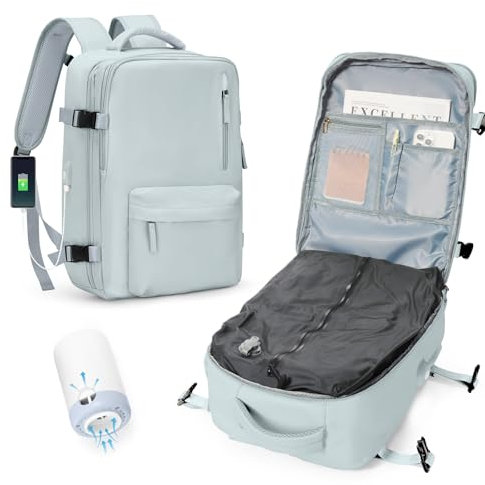 VENATIN Vacuum Backpack Travel Bag, Vacuum Backpacks with Pump,Compression Backpack Personal Item Luggage Carry on Easyjet 45×36×20 Cabin Bags, Blue