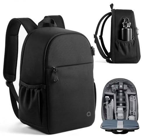 llano Kamerarucksack für DSLR/SLR/Spiegelreflexkameras,Wasserfester Fototasche mit Laptopfach und Stativhalter, kompakte Hülle für Canon für Nikon für Sony,Reisen und Outdoor-Aktivitäten, 20L,Schwarz