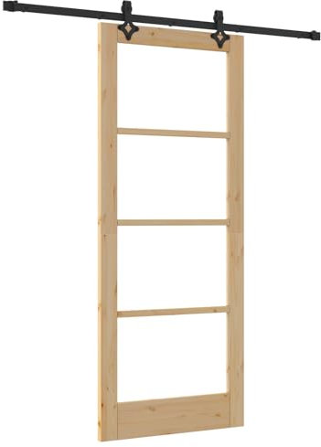 Set de Porte Coulissante vidaXL avec Matériel ORKDAL Bois Massif & Verre