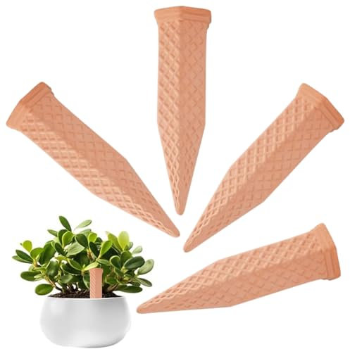SVCEQZE Pflanzen Selbstbewässerungs System - 4 Stück Automatische Bewässerungssysteme Für Zimmerpflanzen,Terrakotta Automatische Tröpfchenbewässerung Langzeit Bewässerung Einsatz Für Blumenbeete Rasen