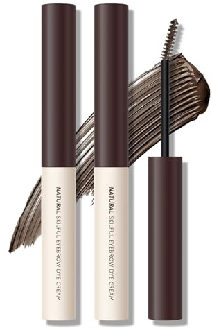 KYDA 2 Pcs Tinted Eyebrow Cream, Ultra-Fine Brush Tinted Brow Gel, Waterproof Smudgeproof Eyebrow Mascara, Long Wear, Natural Brow Makeup without Clumping, Dark Brown