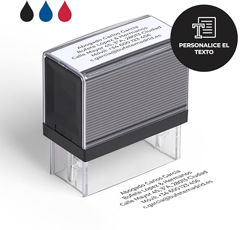 Cimpress Selbstfärbestempel personalisiert mit Wunschtext, als Namensstempel oder Firmenstempel, schwarze Tinte 6,7 x 2,8 cm, ideal für Büro, Kanzlei