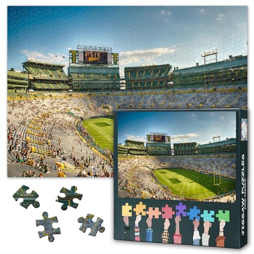 1000 Teile Puzzle für Erwachsene Lambeau Field Fußball Stadion Kunstwerk Sportpuzzle Entspannendes Knobelspiel Wanddekoration für Schlafzimmer 50.5 x 70.5 cm