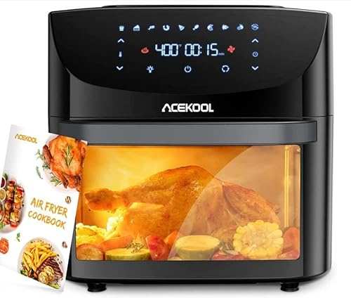 Stainless Steel Air Fryer Oven 18L | 1800W Digital Mini Oven with Rotisserie & 18 Accessories | 10-in-1: Air Fry, Bake, Grill, Dehydrate | Dishwasher Safe, Non-Toxic, Energy Saving