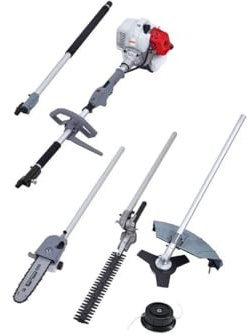 Ikra - 4-in-1 Thermo-Multifunktionswerkzeug Heckenschere + Hochentaster + Motorsense (Klinge und Spule)