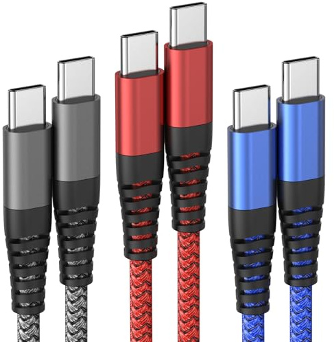 USB C Charger Cable,3Pack 1m USBC to USBC Cable,60W Fast Charging Cord | Type C for iPhone 17 16 15 Pro Max Plus,iPad Pro Air,MacBook,Samsung Galaxy,etc