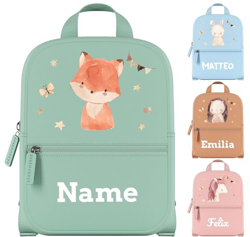 Bärenwerke Personalisierter Kindergartenrucksack mit Name & Motiv | Kinderrucksack für Jungen & Mädchen mit Brustgurt | Kleiner Kita-Rucksack für Kindergarten, Vorschule & Ausflüge (OT)