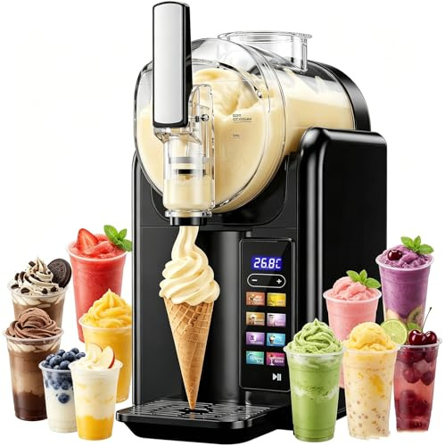 Máquina De Granizados Para El Hogar, Para Helado Suave, Sin Hielo, 7 Programas Preestablecidos, Autolimpieza, Congelación Rápida, Para Granizados, Frappés Y Smoothies. Margaritas SingleBowl-Black