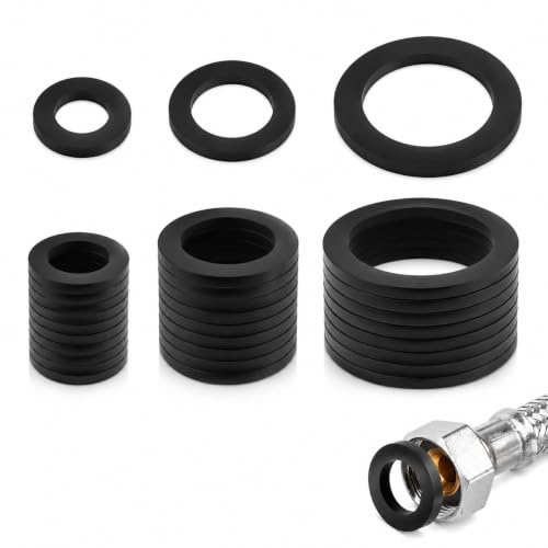 30 Stück Dichtungen für Gummischlauch, O-Ringe, 3 Größen 1/2 Zoll, 3/4 Zoll, 1 Zoll, auslaufsicher, Gummidichtung, O-Ring, für Wasserhahn, Duschschlauch, Waschbecken, Poolpumpe