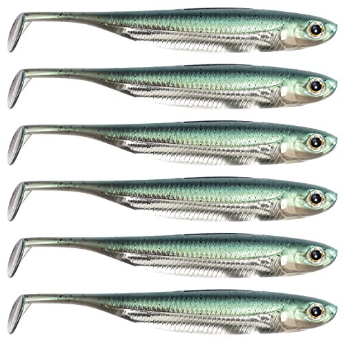 Dr. Fisch Softköder (Seeringelwurm) Wackel-Shad weicher Kunststoff Swimbait Kunstköder Schwarzbarsch Sitzstange 7,6 cm blau, Gemeiner Sonnenbarsch, grün, grün