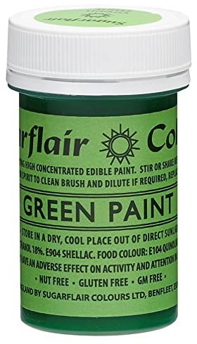 Sugarflair Green Edible Food Paint, for Painting Icing, Sugar Pastes, Flower & Modelling Pastes, Royal Icing, Marzipan & Buttercream - 20g
