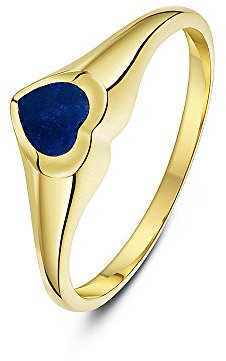 Theia Damen Siegelring 9 Karat Gelbgold, in herzform, Set mit blauem Lapislazuli 5 x 5mm, Größe 58 (18.5)