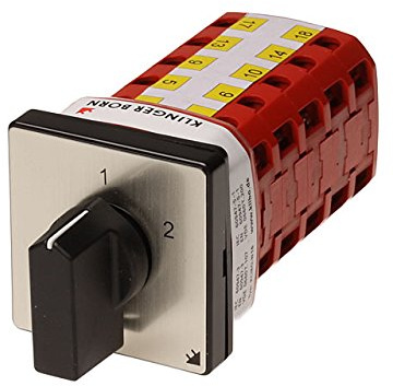 KlingerBorn KB-N16 Dahlander Hochleistungs-Nockenschalter 16A, 5-polig | mit zusätzlichem Kontakt – 48x48mm Blende – Schaltwinkel 60° – 400V/7,5kW – AC-3 – Made in Germany