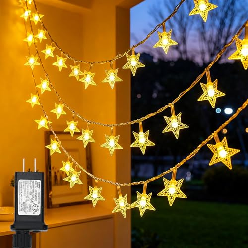 Twinkle Star 100 LED Star String Lights Plug in 33FT, Warm White