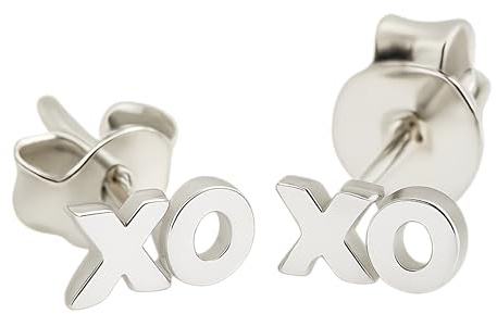 Minimalistische 925 Sterling Silber xo Stud Ohrringe | Geburtstagsgeschenk - Handgefertigte Geschenkideen für Frauen