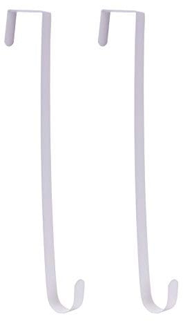 Sattiyrch 15 Wreath Hanger for Front Door,Sturdy Steel Wreath Door Hanger,Over The Door Hanger Hook (White,2)