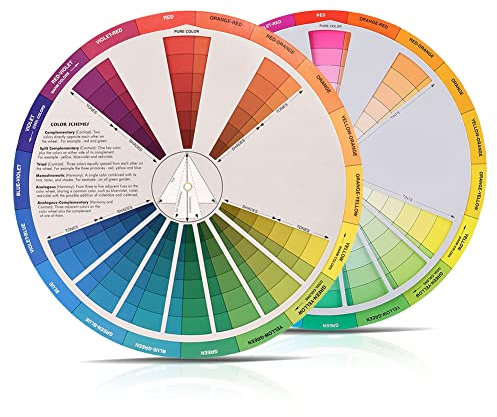 Ruota dei colori, Guida per la miscelazione dei colori tascabile da 9,1 pollici Ruota per tatuaggi, pittura, progettazione Guida alla miscelazione dei colori