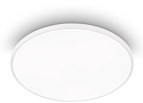 EGLO LED Deckenleuchte Kaoki, 1 flammige Aufbauleuchte mit Backlight, Deckenlampe aus Stahl und Kunststoff in Weiß, LED Aufbaulampe neutralweiß, Ø 31,5 cm