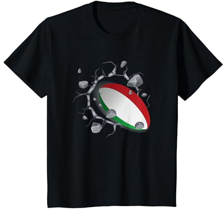 Maglia Tifosi Italiana Kit Regalo Unione Tifosi di Rugby Maglietta, Bambini, Nero, 8 Anni