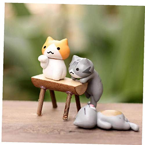 Mini Cats Miniature Cartoon Vivid Garden Miniatures Craft Fairy Decor for Micro Landscape Home Plant Pots Bonsai Garden