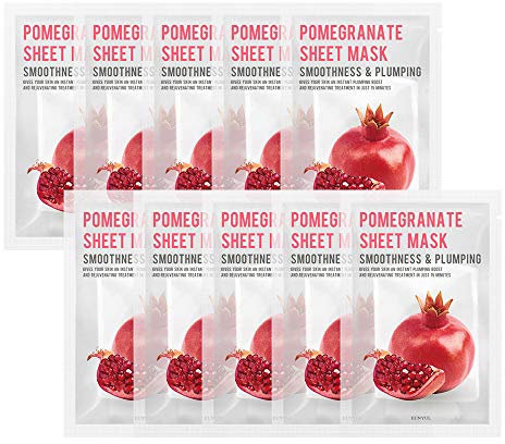 [PAKET VON 10] EUNYUL Purity GRANATAPFEL Gesichtstuchmasken (22 ml x 10 Stück) Koreanische Hautpflege Feuchtigkeitsspendende, pflegende und klärende natürliche Inhaltsstoffe