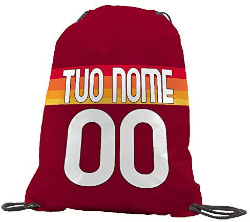 Sacca Ginnastica GYMBACK 2021 sport per tifoso Roma - sacchetto sportivo calcio Fashion Borsa, Piscina, Zaino,portascarpe Scuola per Ragazze Donne Bambini, personalizzato con nome e numero