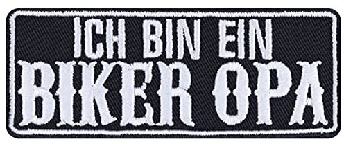 BIKER OPA Aufnäher Cruiser Aufbügler Biker Patch Motorrad Bügelbilder zum annähen | Geschenk für Opa/Papa Applikation für Jacke/Weste/Jeans/Motorradkoffer 90x35mm