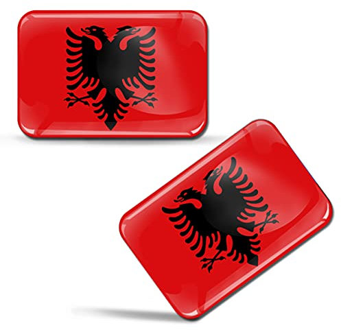 SkinoEu® 2 x 3D Aufkleber Albanien Flagge Albanisch Fahne F 66