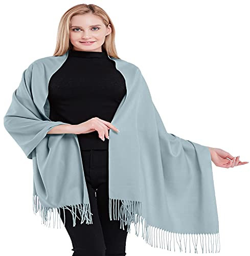 CJ Apparel Dicker, einfarbiger Schal, Baumwollmischung, Schal, Stola, Überwurf, Pashmina, hellblau, Einheitsgröße