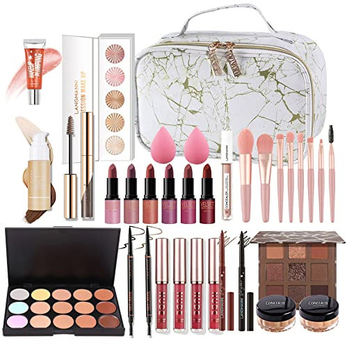 FantasyDay All-in-One-Make-up-Set Geschenk Überraschung,Komplettes Make-up-Set für Frauen Mehrzweck-Essential-Starter-Bundle inklusive Lidschatten-Palette, Lippenstift, Eyeliner, Mascara-Pinsel