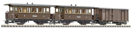 Liliput L340018 H0e 3er-Set 2achsige Personenwagen B16 und AB Freightwg. Gwk101 der Zillertalbahn