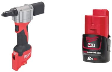 Milwaukee Nietzange Kompakt 12 Volt - ohne Akku M12 BPRT-0 Rot und Schwarz & Red Lithium-Ion 12v - 2,0 Ah