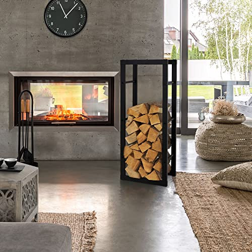 ML-Design Scaffale per Legna da Ardere 40 x 100 x 25 cm Supporto Rettangolare in Acciaio Verniciato Grigio Legnaia Portalegna da Interno Esterno per Camino Caminetto Stufa Casa Giardino Design Moderno