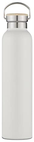 Tower NL865026STN Natural Life Insulated Stainless Steel Bottle with Bamboo Lid, Crafted from Sustainable Materials, 750ml Capacity, Stone