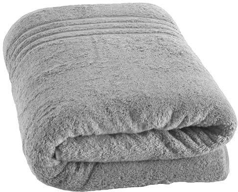 EDB Large Bath Sheet 100 x 200 cm – 600 GSM Super Soft Big Jumbo Bath Sheets Towels 100% Egyptian Cotton XL Body Dry Highly Absorbent Quick Dry Bath Towel (Silver)