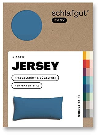 Schlafgut Easy Jersey Kissenbezug 40x80 cm Blue Mid mit 100% Baumwolle, superweicher & atmungsaktiver Kopfkissenbezug