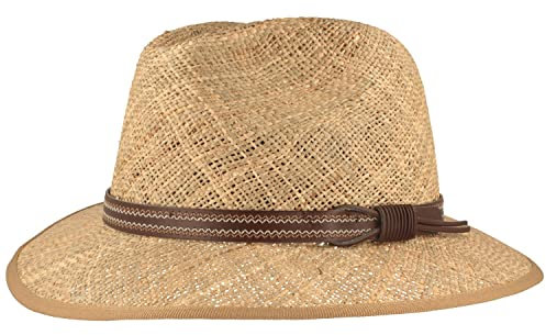 Chapeau de soleil en paille fabriqué en Italie 100 % jonc de mer Traveller Particulièrement léger Flexible Doux pour la peau Confortable, Naturel 2., S