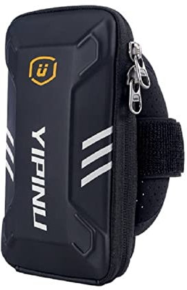 DFV mobile - Waterproof Armband Reflective Cover with 2 Compartments Sports Running Walking Cycling Gym for Cat S22 Flip (2021) - Black